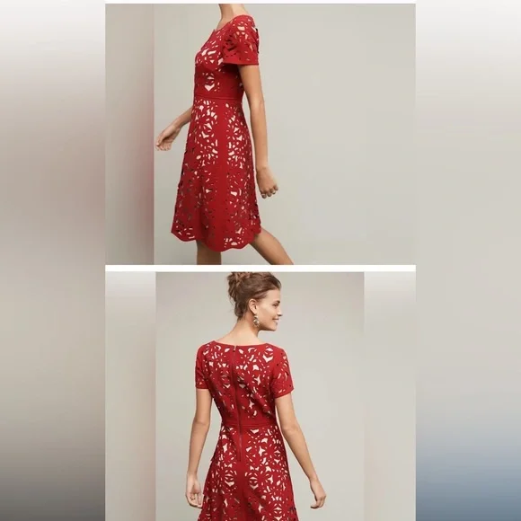 NWT Moulinette Soeurs red cut out dress. Size 2. From Anthropologie. Gorgeous! - Picture 2 of 16